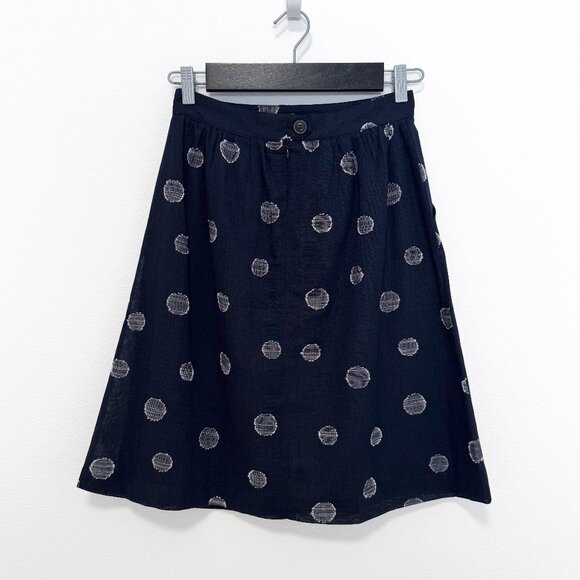 NWT Bridge & Burn Navy Polka Dot Skirt Size Small Linen Cotton Blend - Picture 4 of 13